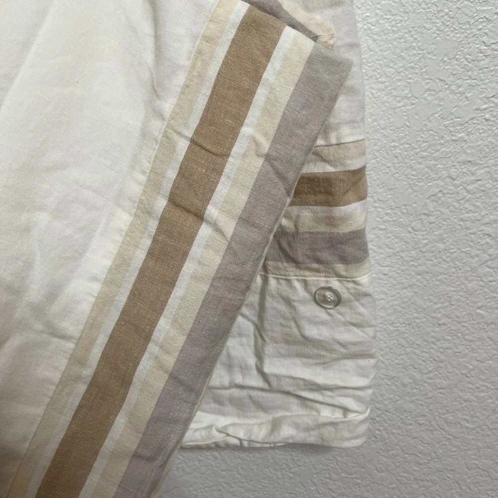 Ballard Designs Saunders Striped Border Duvet Cover Full Queen & Standard Sham